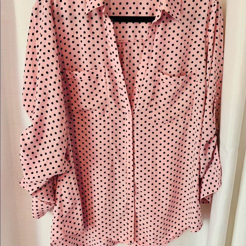 Long sleeve polkadotted blouse